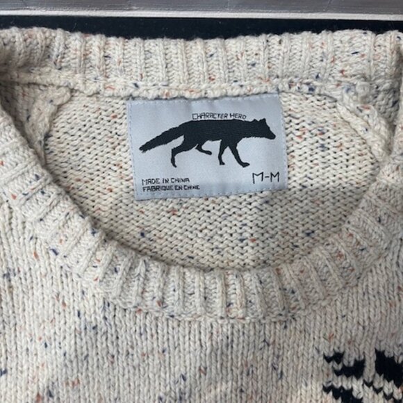 BRAT ANGRY KITTY FACE ON UGLY SWEATER CONTEST SOFT BEIGE KNIT SWEATER LADIES M - Picture 4 of 5